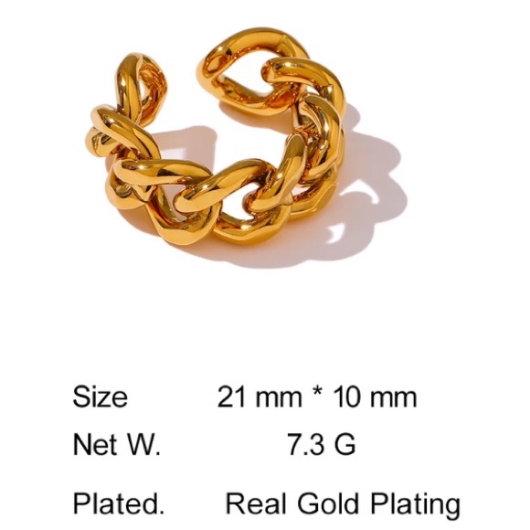 18K gold plated chunky chain ring - Picture 3 of 7